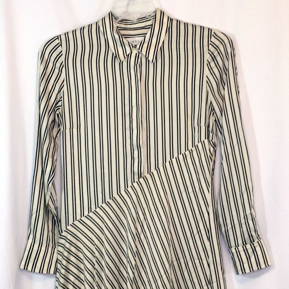 A.L.C. Long Shirt Dress Medium Black and Ivory Sample Set A6D0130 USA Womens - Picture 8 of 11